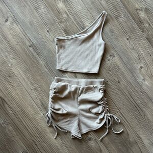 Stylish Tan Women's Shorts Set